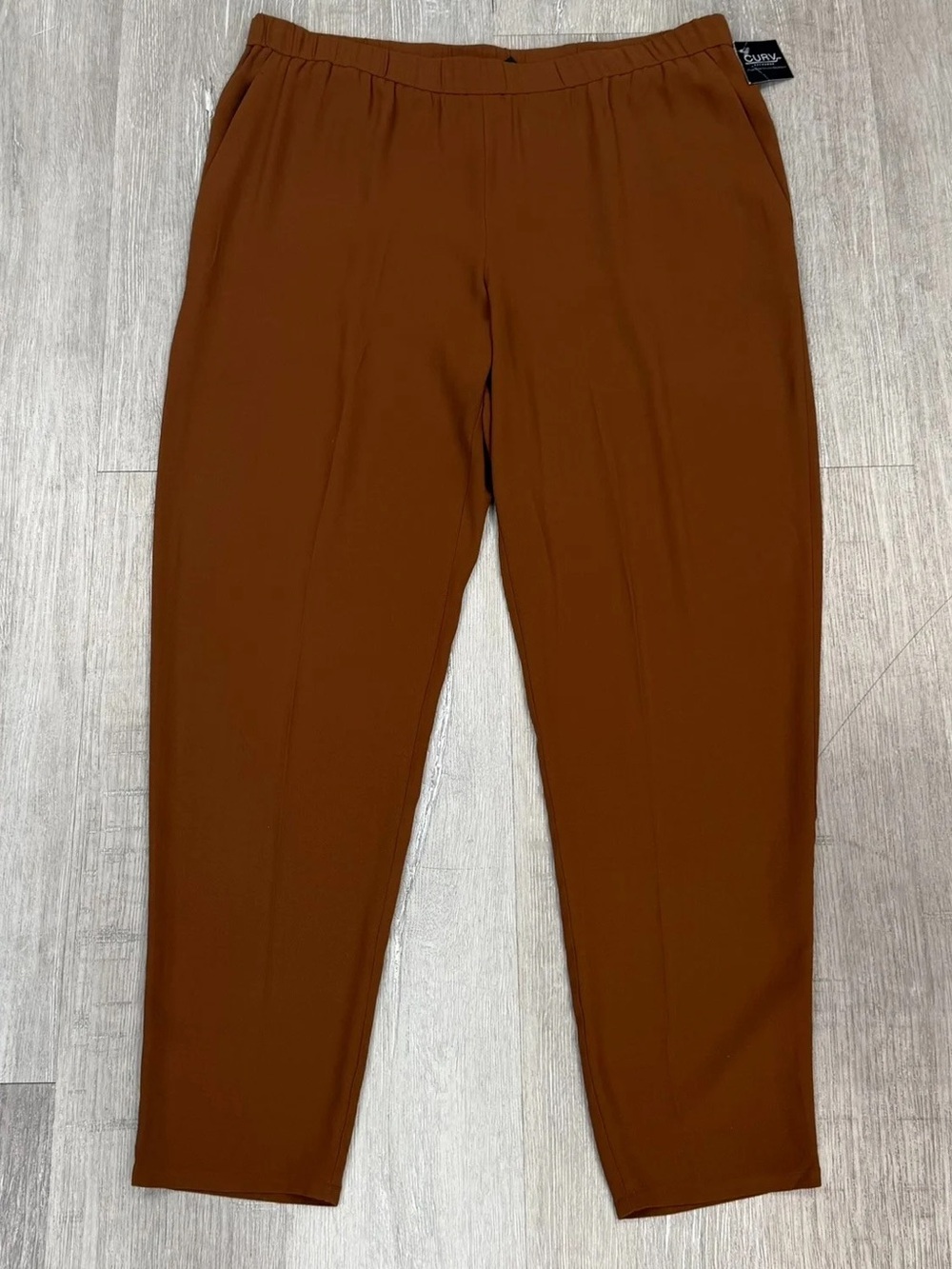Eileen Fisher Brown Silk Pull On Trousers - Size Large